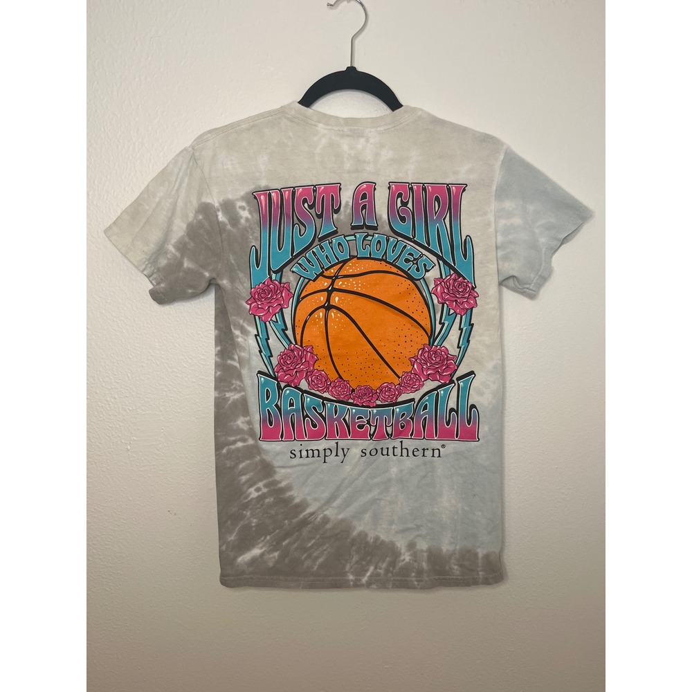 Simply Southern Youth Girls Basketball Tie Dye T Shirt Size S
